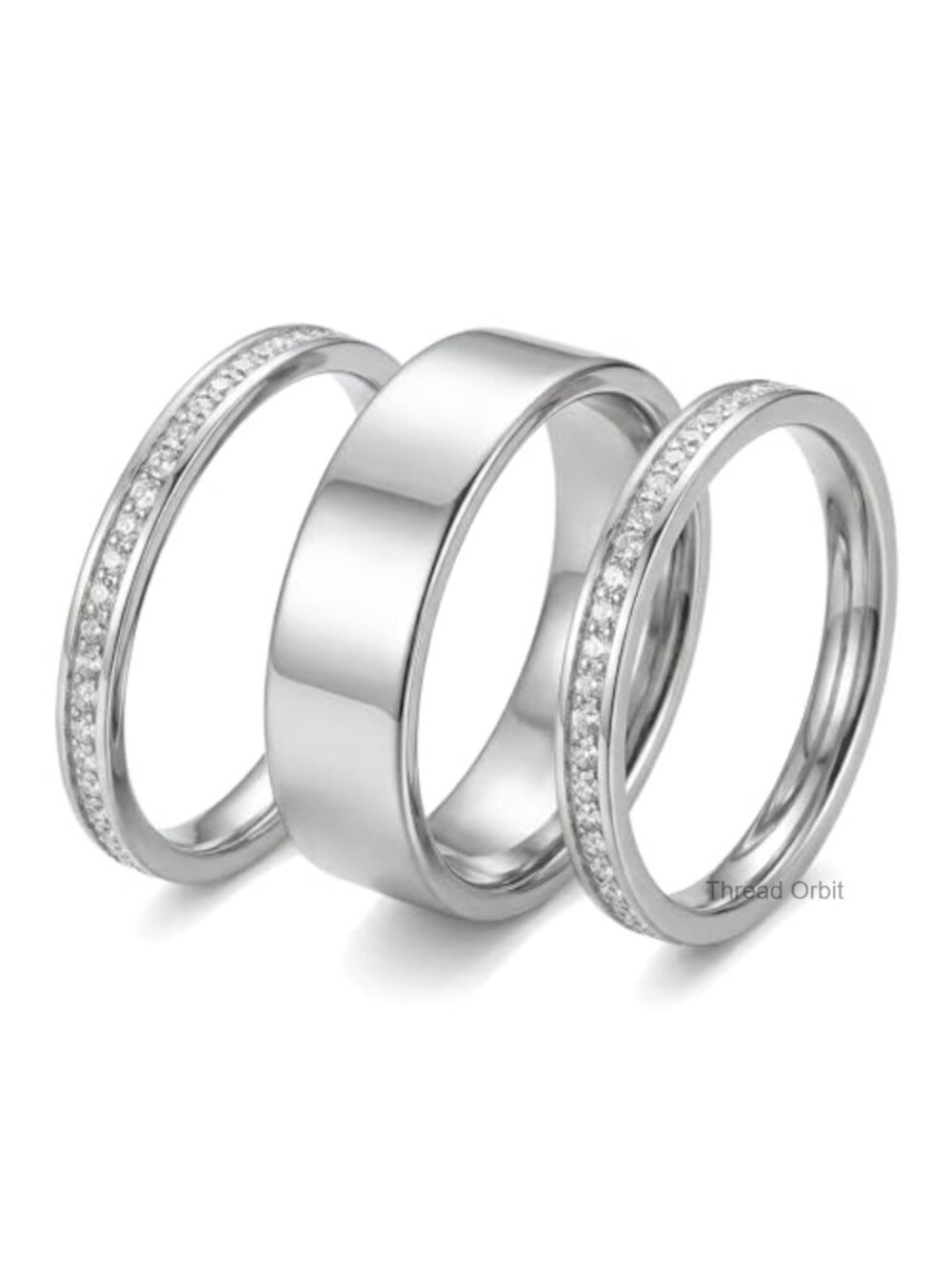 3 Pack 14k Gold Plated Stacking Rings Stainless Steel CZ Dainty Jewelry Set